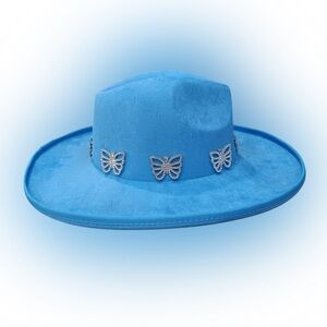 Blue Silver Rhinestone Butterflies Hat